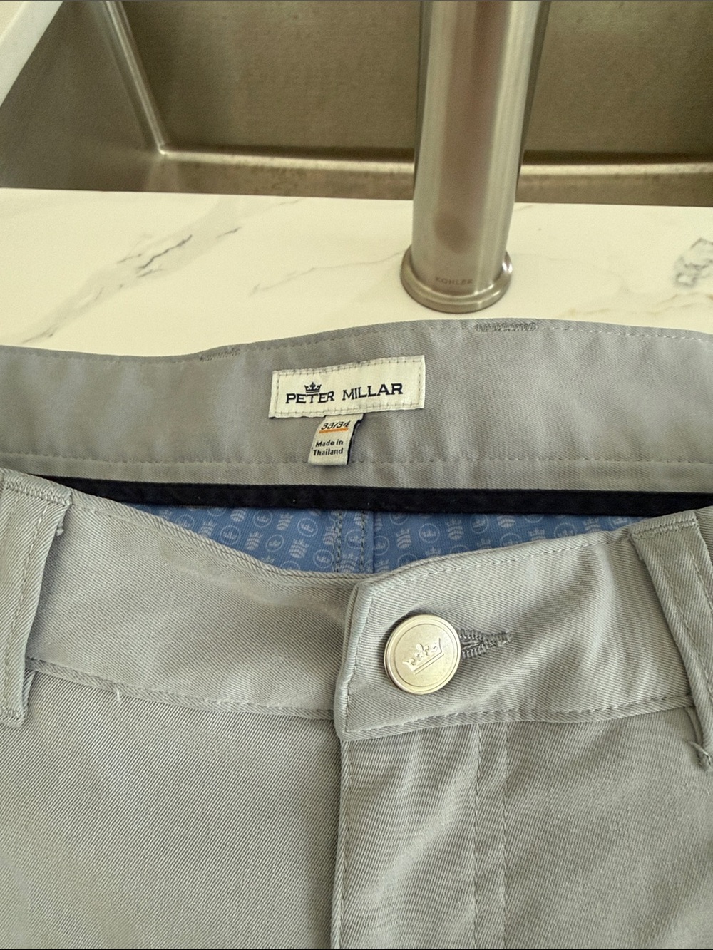 Peter Millar Light Gray Shorts with Crown Button